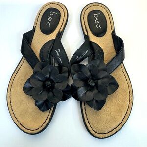 B.O.C. Born Concept flower thong sandals black leather EUC great condition sz 7